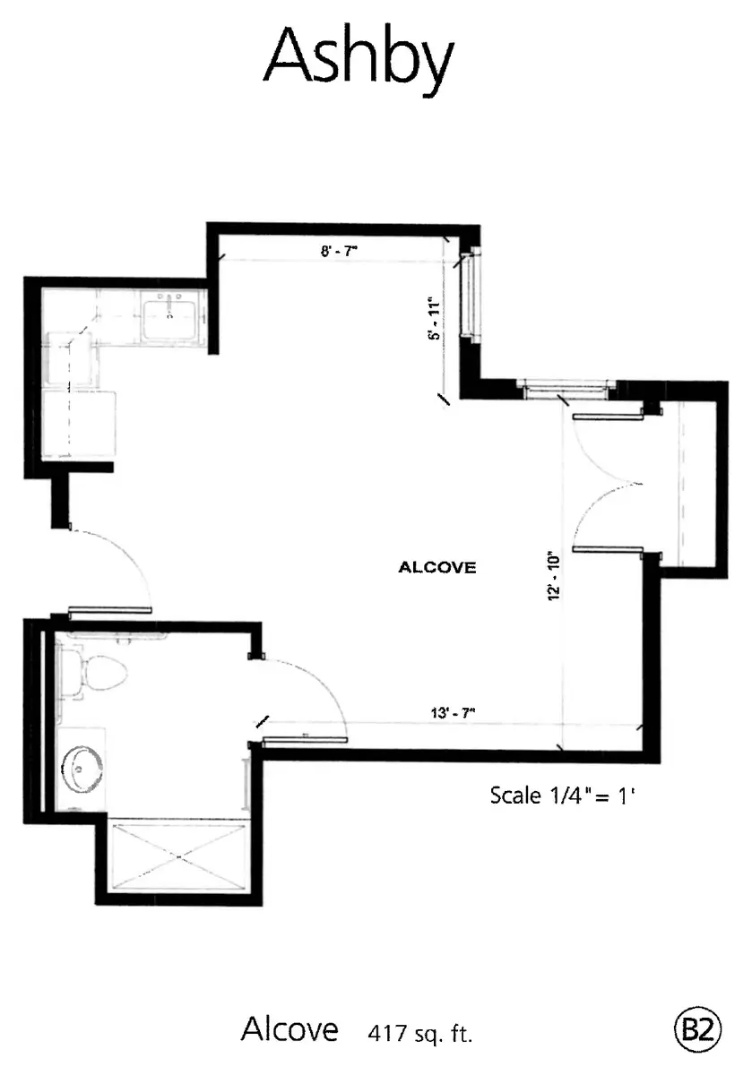 Ashby B2 floor plan, 417 sq ft